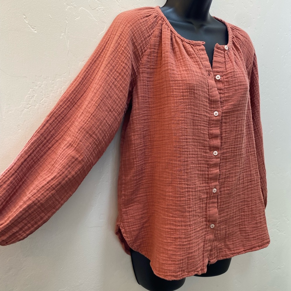 Gap Button Front Balloon Sleeve Blouse Size XS - Picture 3 of 8